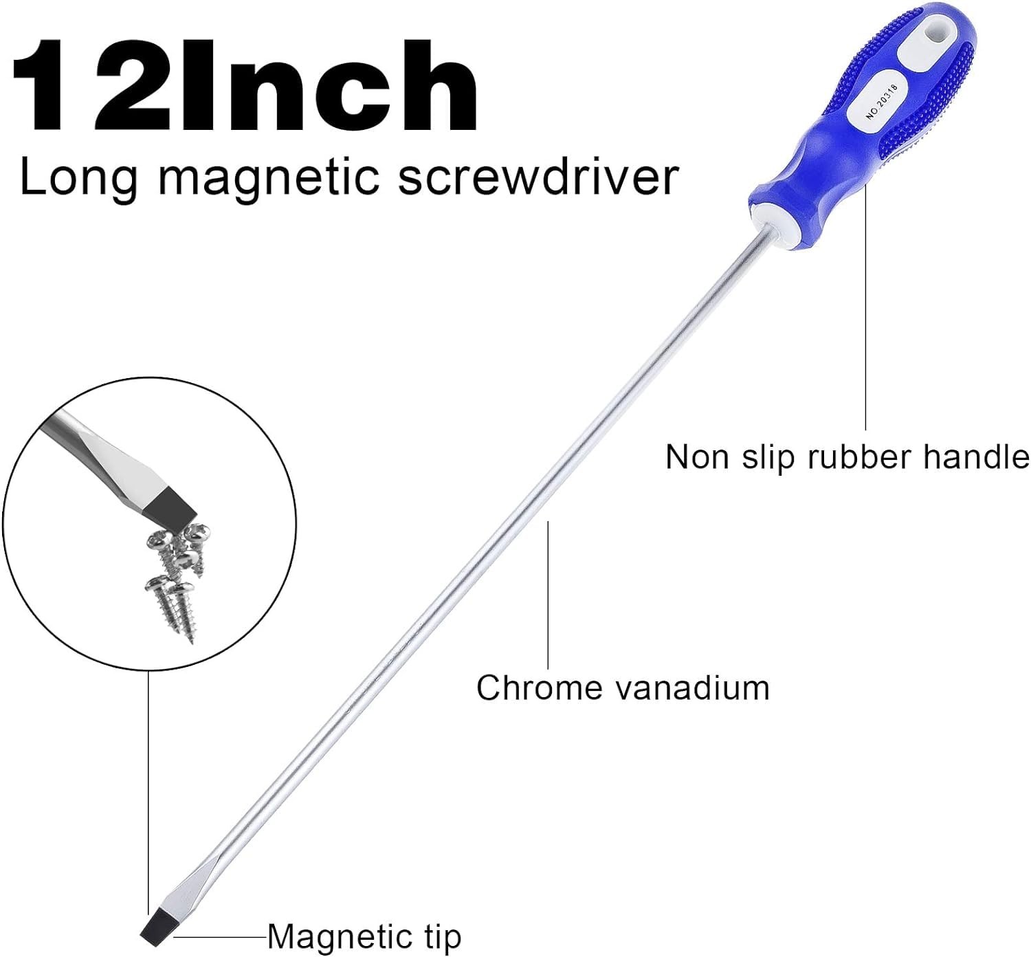 Slotted and Phillips Screwdriver, PH2 12″ Long Cross-Head & Flat Blade Magnetic