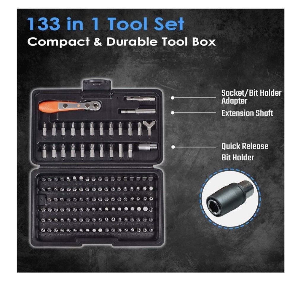 133in1 Mini Ratchet Wrench Screwdriver Bit Set with 1/4″ Hex Shank