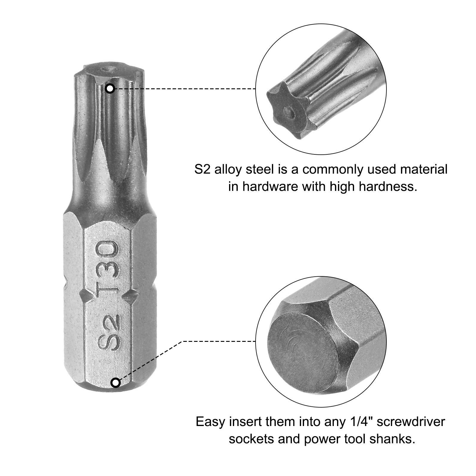 Torx Bits 1/4″ Magnetic Screwdriver T30 Screw Driver Bit S2 Alloy Steel 25pcs