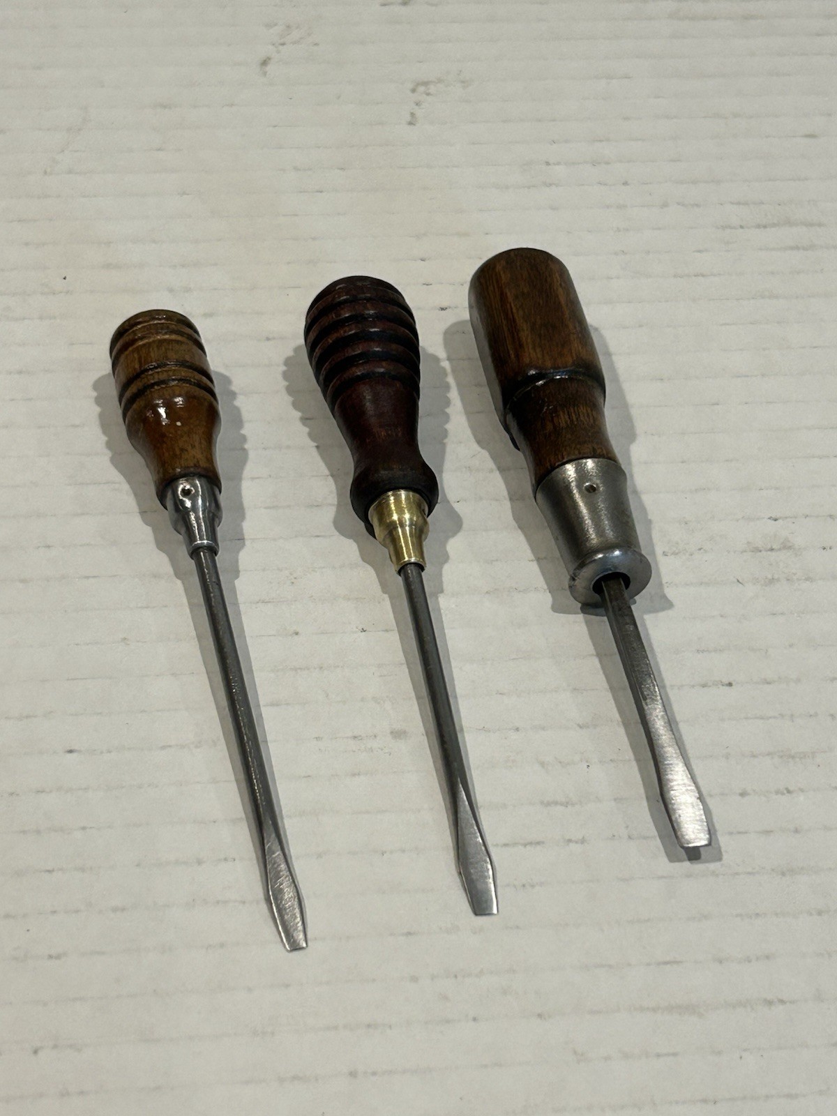 Small Vintage 3pc Jewelers Wood Handle Flat Tip Screwdrivers Slotted