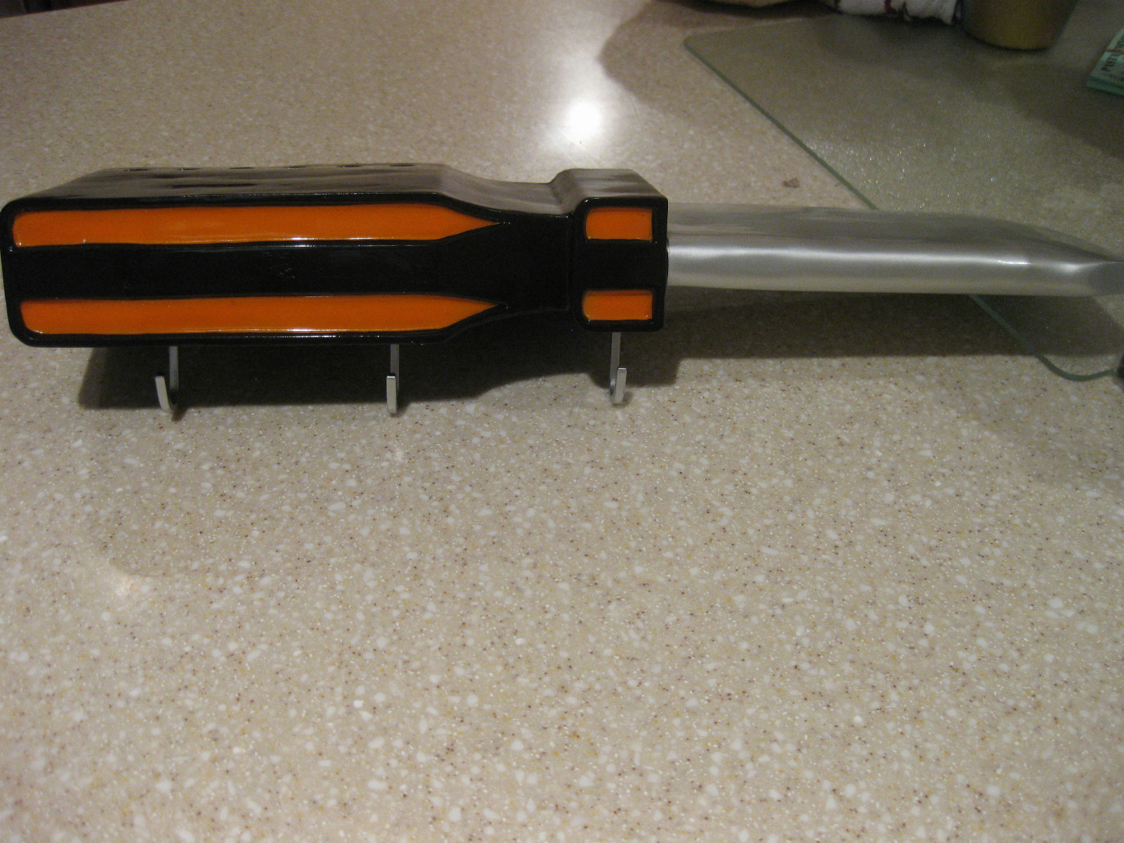 EXTRA LARGE 3-D SCREWDRIVER HAT COAT RACK SHELF COMBO FLATHEAD ORANGE BLACK