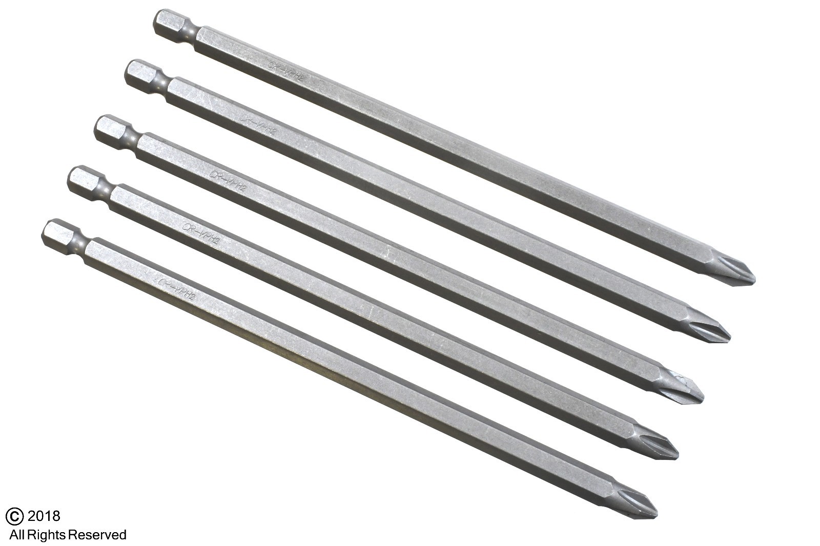 (5) 6″ long Philips Screwdriver bits Size #2 CrV 6150 Steel