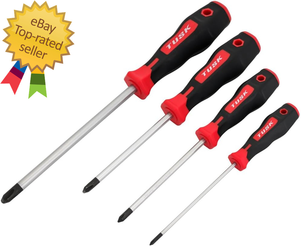 JIS Screwdriver Set 4 Piece #0, #1, #2, #3 – Magnetic Tips and Molded Ergonomic
