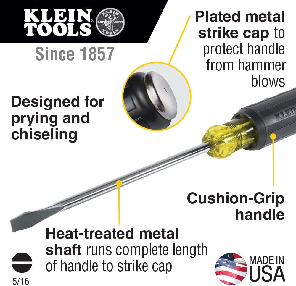 Klein Tools 602-7DD 5/16-Inch Keystone Demolition Screwdriver, 7-Inch Shank