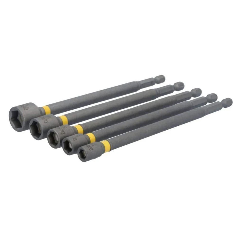 TWO DEWALT 6-in MAGNETIC NUT DRIVER SET 5-PIECE 1/4” 5/16” 3/8” 7/16″ 1/2″