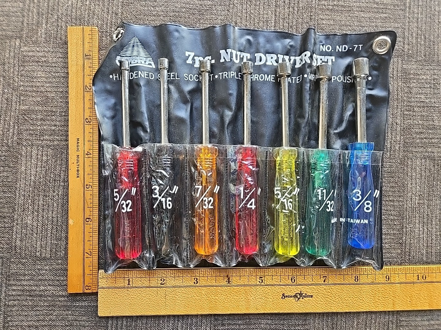 COBRA 7 PC. Nut Driver Set No. ND-7T Hardened W/ Tool Roll – Made In Taiwan