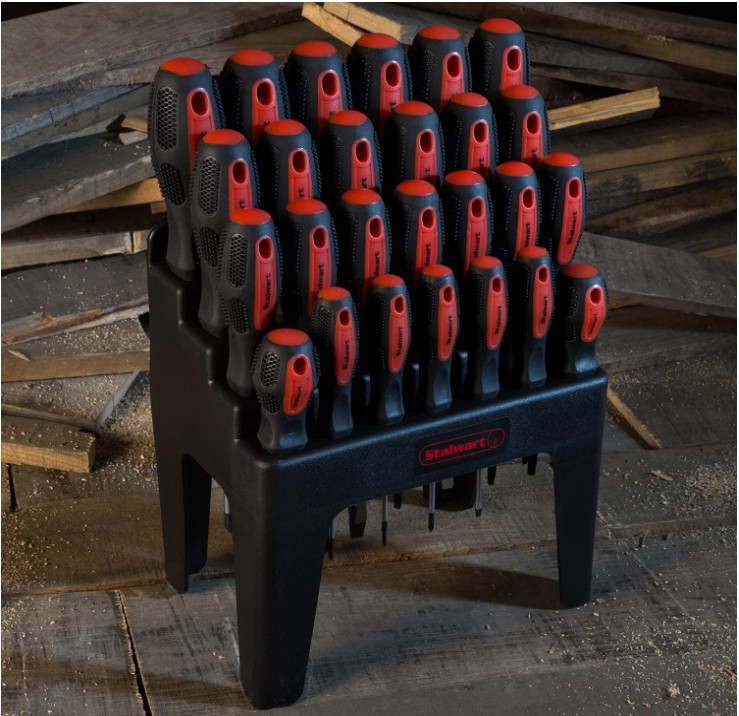 Juego destornilladores 26 piezas con soporte pared puntas magnéticas multiuso (n