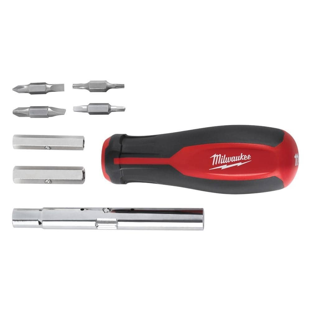11-In-1 Multi-Tip Combination Screwdriver with Square Drive Bits