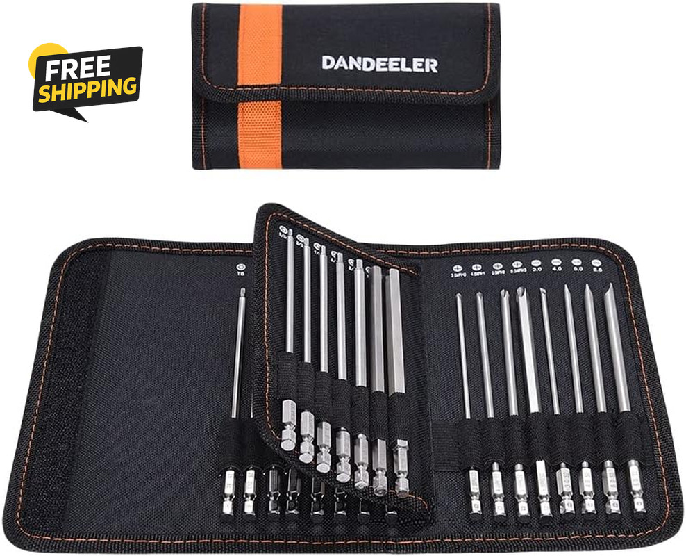 30 Piece 6 Extra Long Security Bit Set Torx Hex Slotted Phillips Square