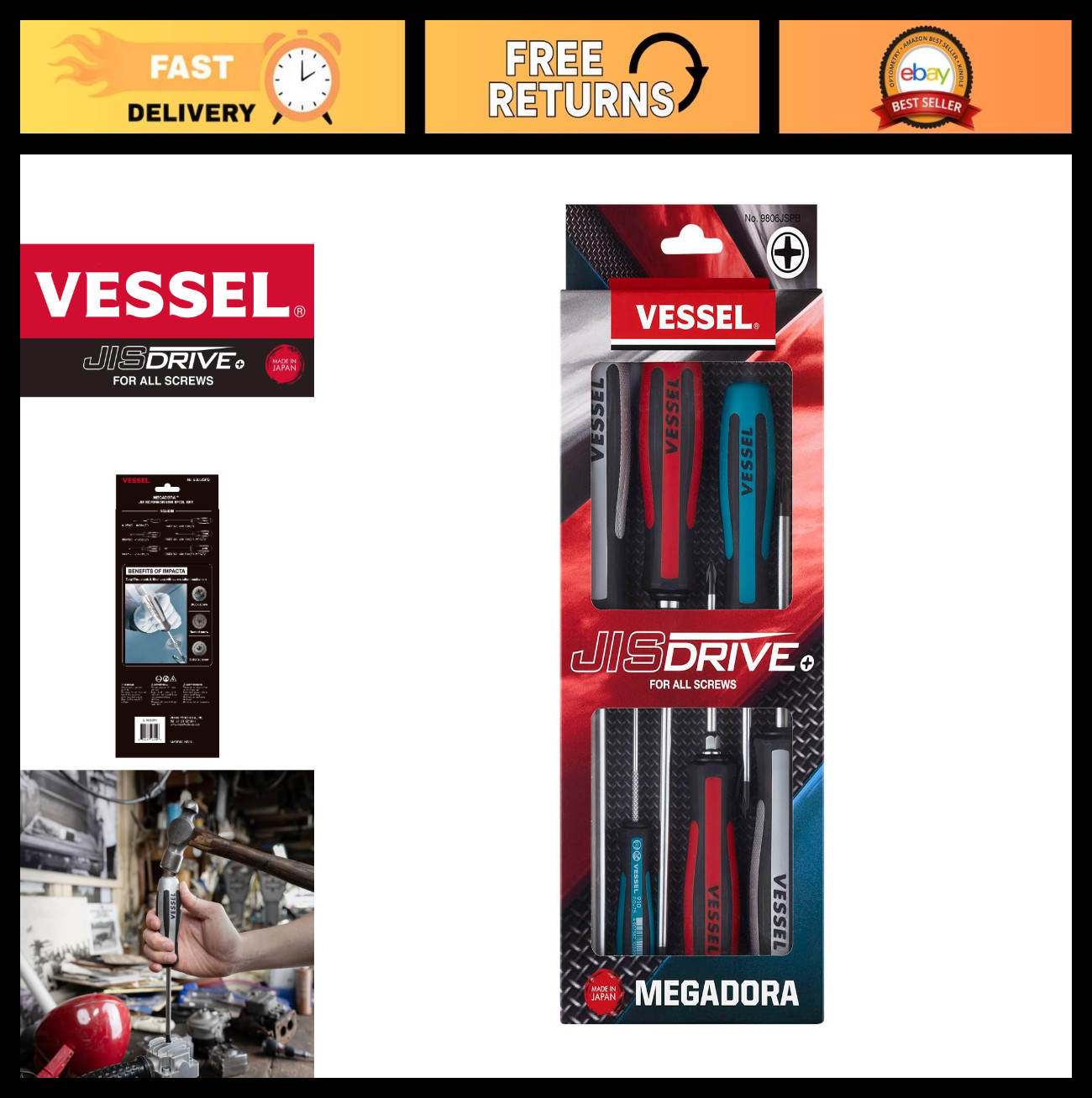 6PC Precision Screwdriver Set – JIS Drive, Magnetic Tips, Durable Design