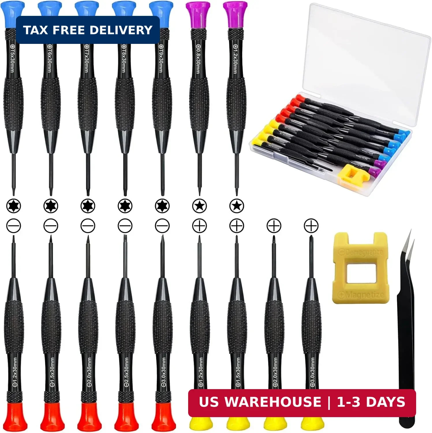 18PCS Mini Precision Screwdriver Set With Case, Lengnoyp Magnetic Small Flathead