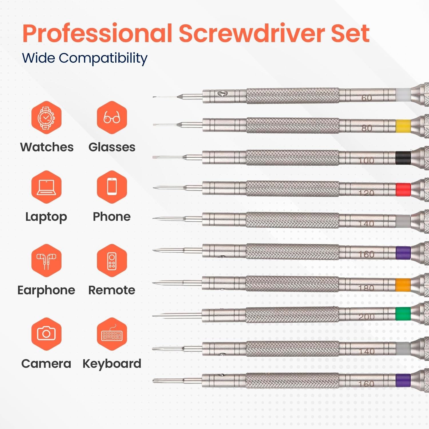 Versatile 10-Piece Stainless Steel Screwdriver Set – Repair Watches & Glasses