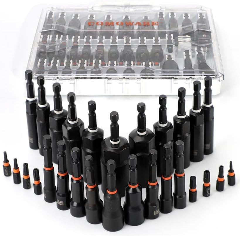 Magnetic Impact Nut Driver Set 55pc Deep SAE Metric Sockets Bits Cr-V Steel Tool