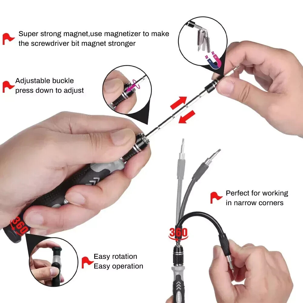 122 in 1 Precision Screwdriver Set Computer Repair Tool Kit Acssart Magnetic Bit