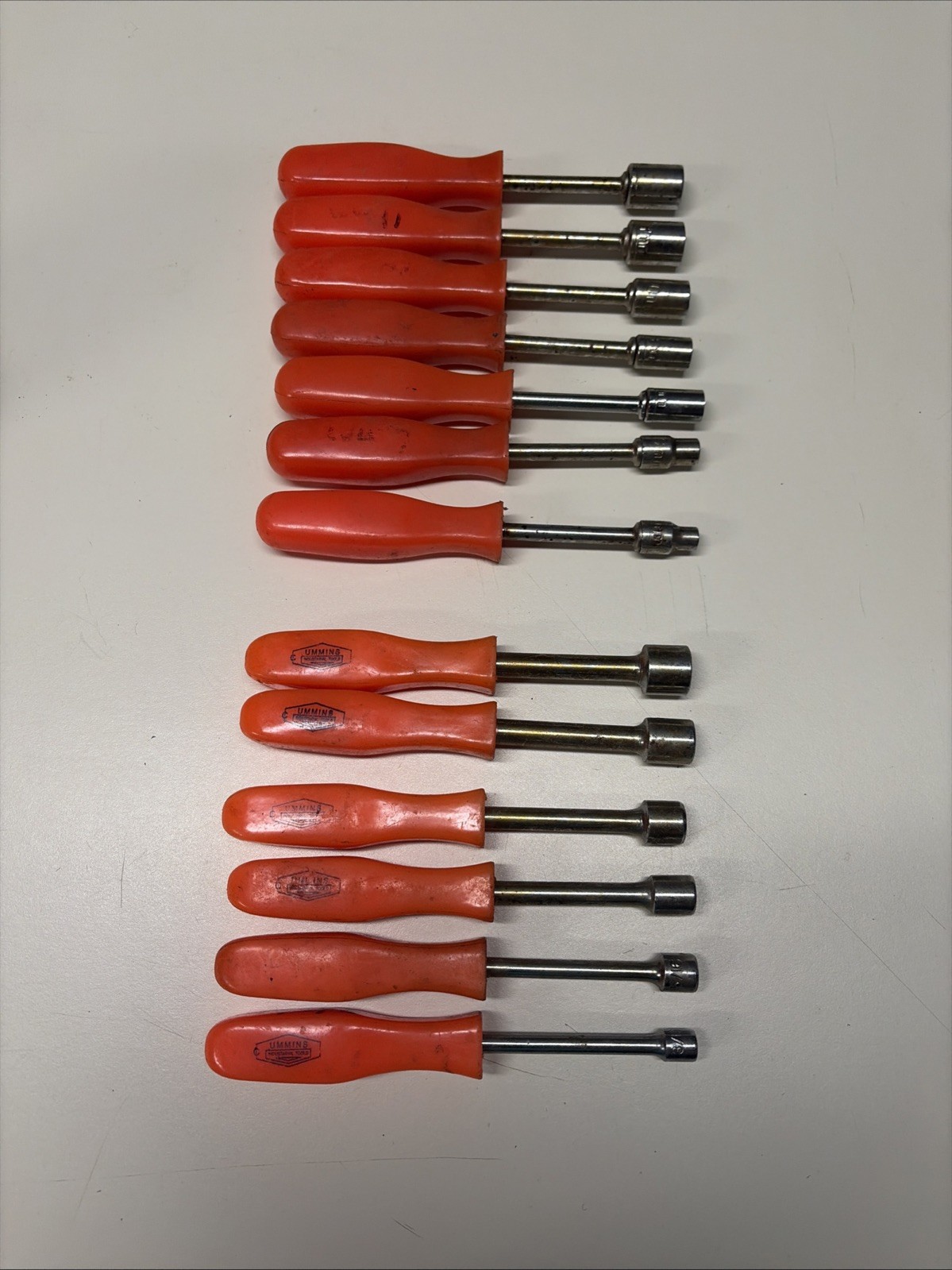 Lot Of 13 Cummins Pro Industrial Nut Drivers Tools SAE Metric Orange #9C