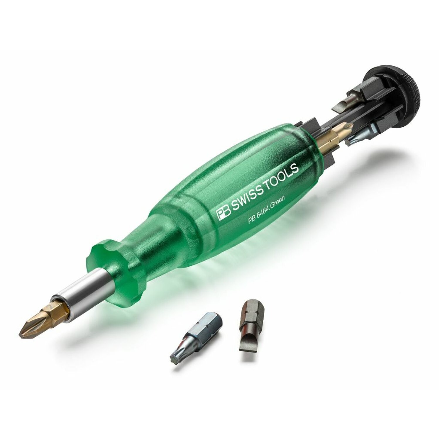 PB Swiss PB 6464.Green Bit Holding Screwdriver with Magazine, Sl, Ph, Tx, 9 Pcs