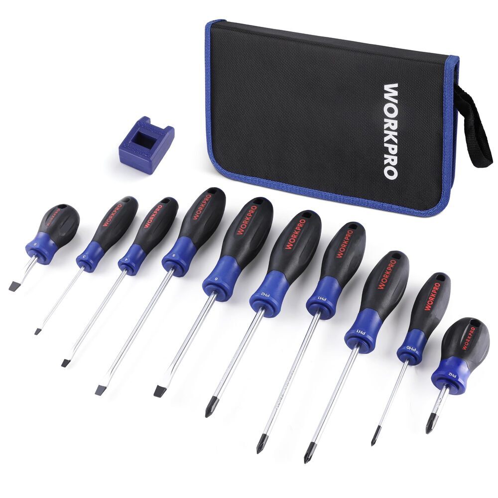 WORKPRO 10-Piece Magnetic Screwdriver Set with Pouch for Home Repair DIY Project