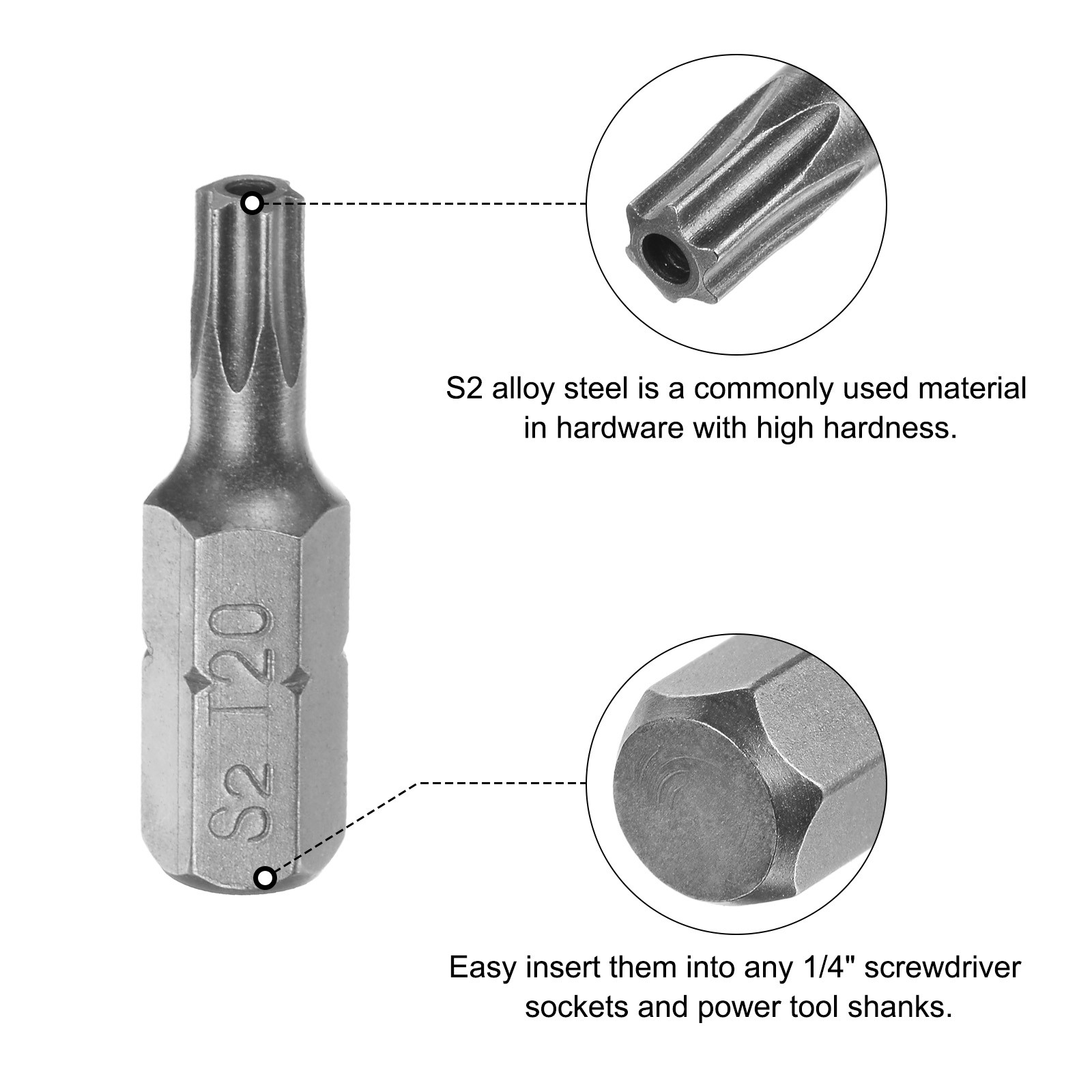 Torx Bits 1/4″ Magnetic Screwdriver T20 Screw Driver Bit S2 Alloy Steel 25pcs
