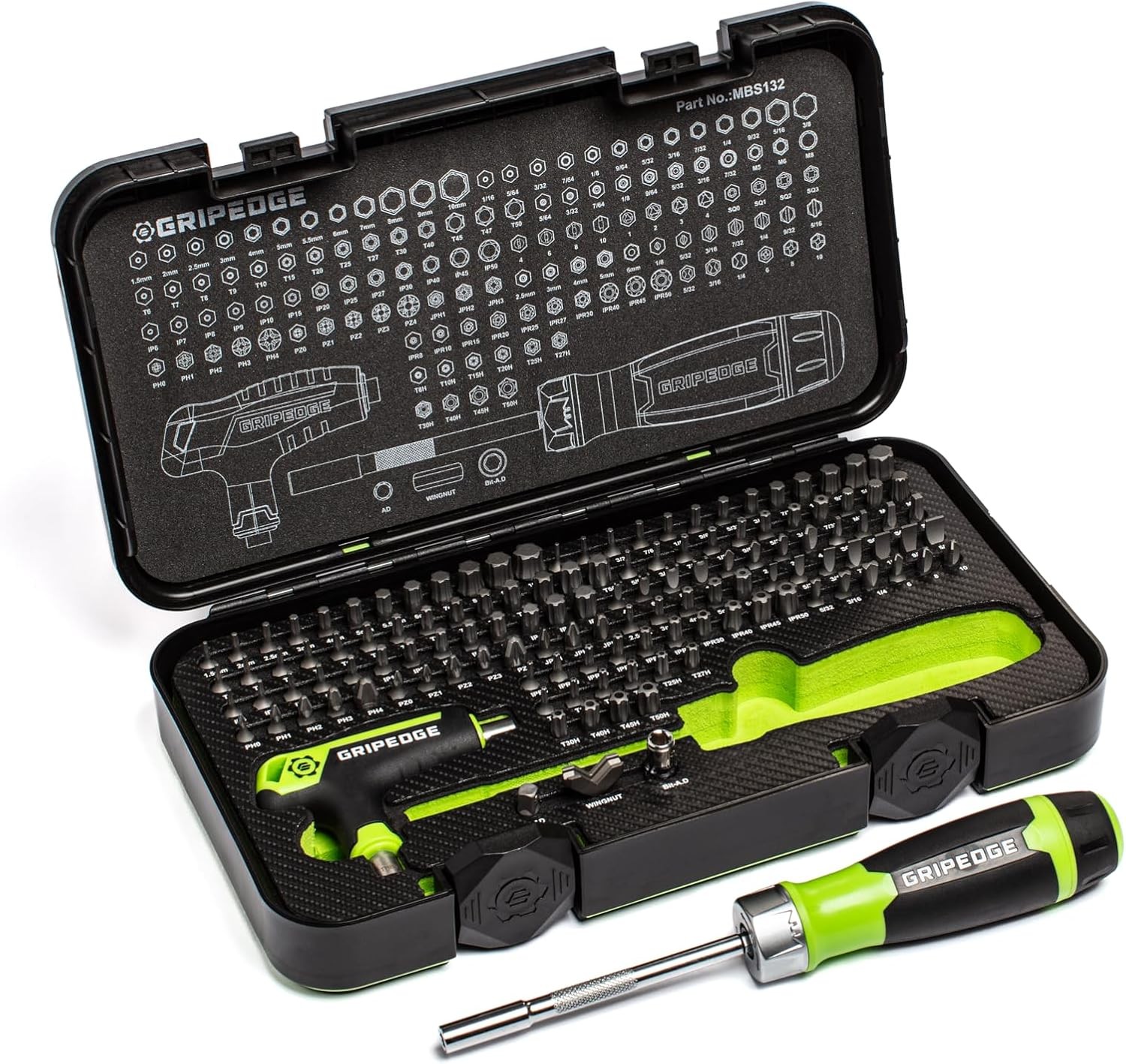 GRIPEDGE Tools | 132-PC R.P.T. Multi-Bit Driver Set FREE SHIPPING