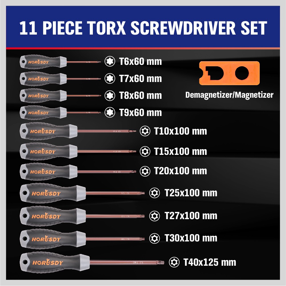 12 PC Torx Screwdriver Set Magnetic Security Tamper Proof Star T6 – T40 S2 Steel