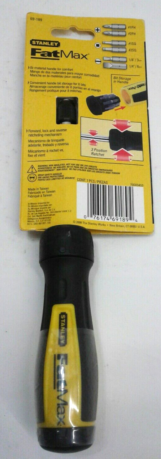 Stanley 69-189 FatMax Multi-Bit Ratcheting Screwdriver 6-In-1 Drive 8-3/4″ OAL