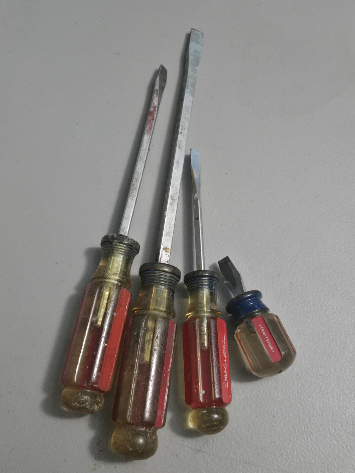 Craftsman Heavy Duty Flat/Slotted Screwdriver Set 4pc Steel Blue Clear Red USA