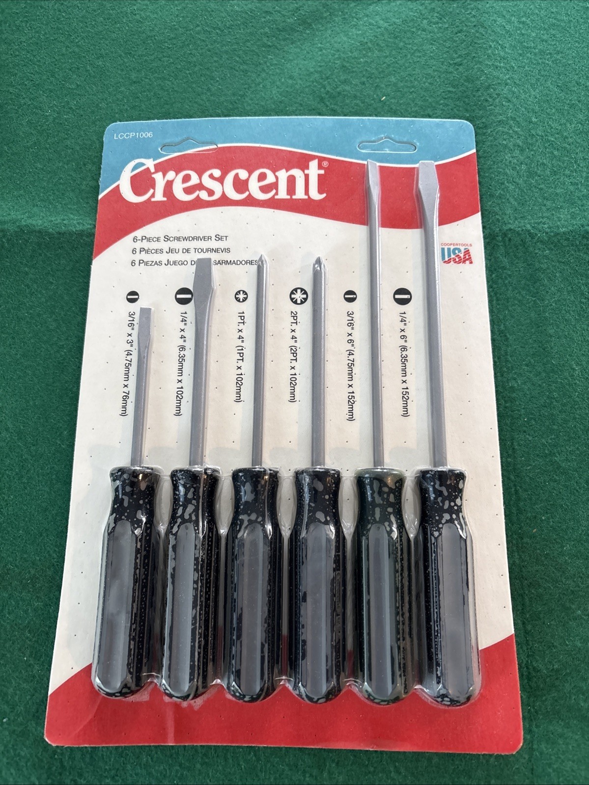 Cooper Tools Crescent 6pc Screwdriver Set -Slotted & Phillips (LCCP1006) USA