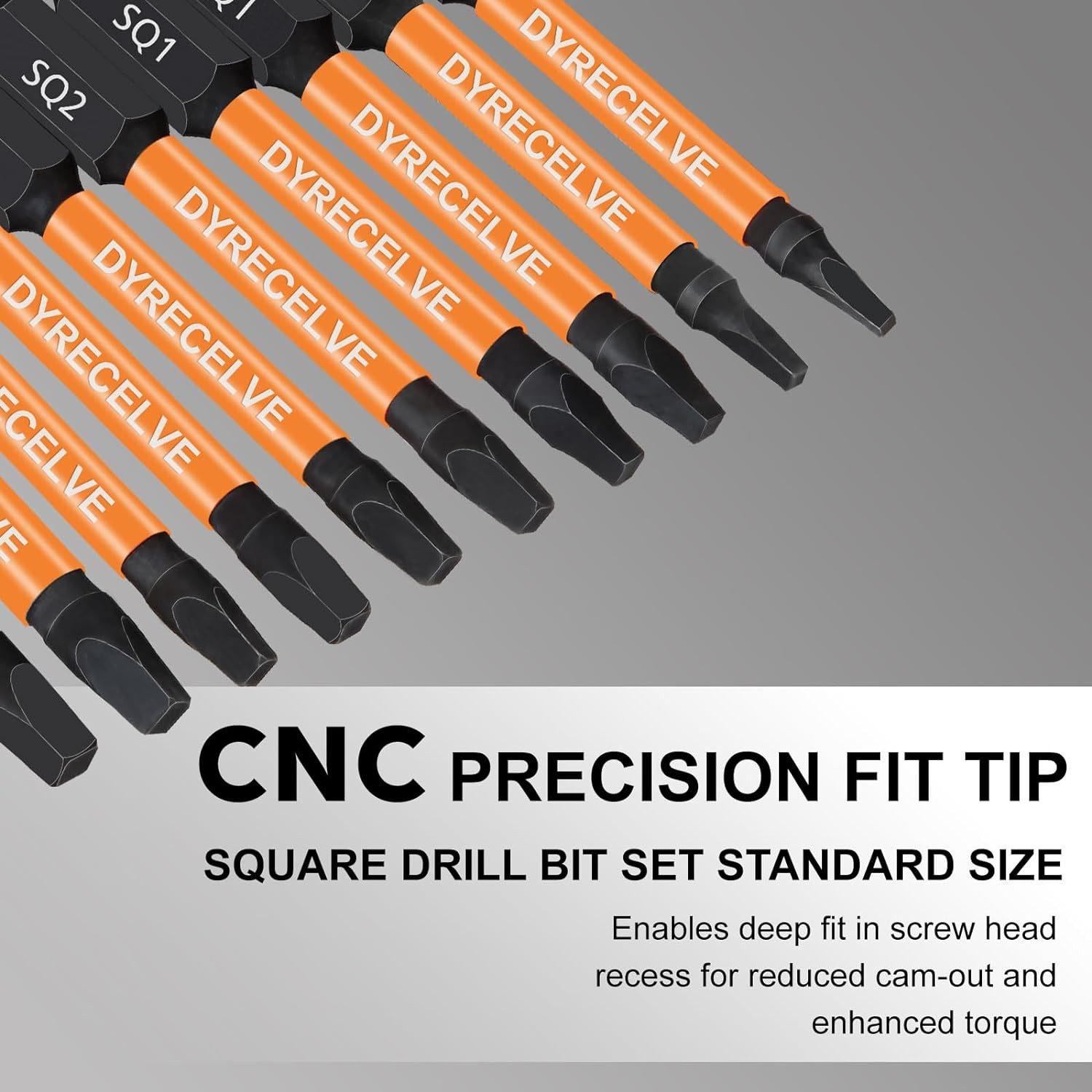 12-Pack Square Drive Bit Set, Magnetic Impact Screwdriver Bits | S2 Steel 1/4″ H