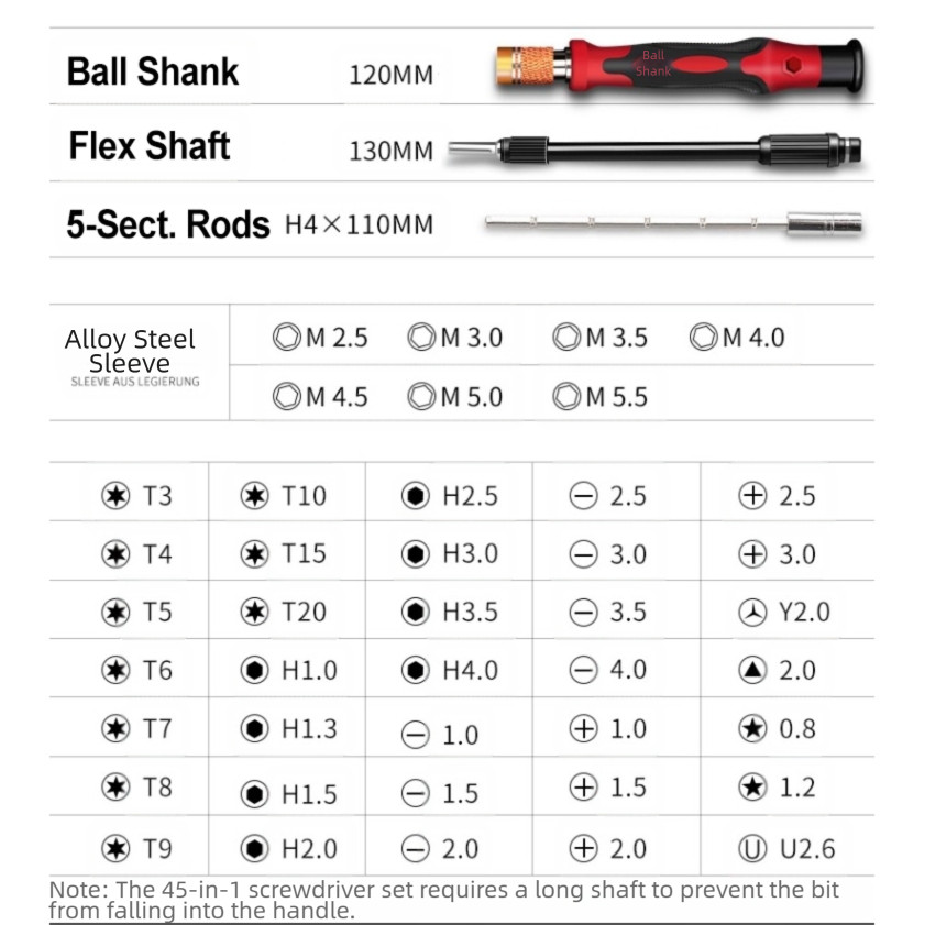 45-in-1 Precision Screwdriver Set for Engine Models, S2 Steel Magnetic Tool Kit