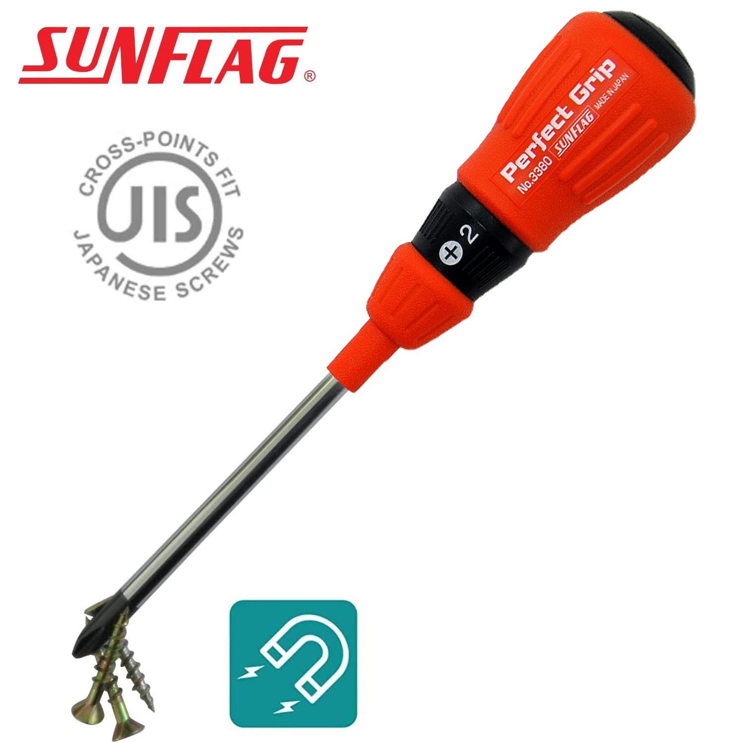 JIS Screwdrivers Set 3pc Magnetic Tip Japan Cross Point +1 +2 +3 75mm 100mm 150m