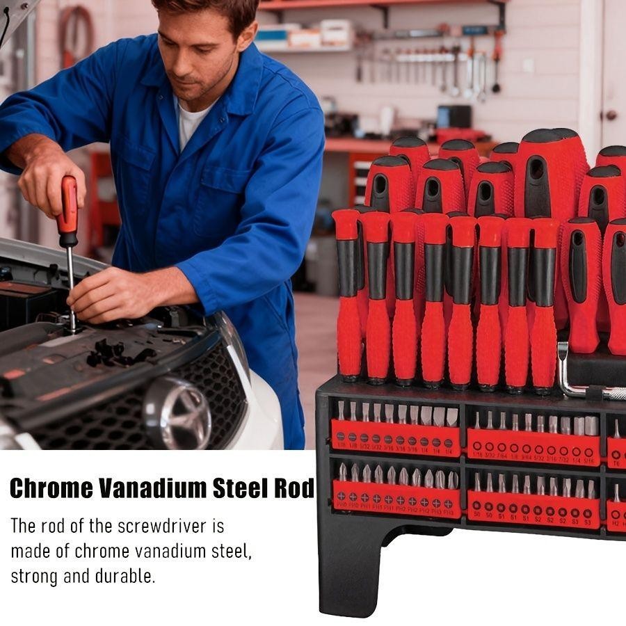 100-piece insulated magnetic screwdriver tool set with plastic stand, suitable f