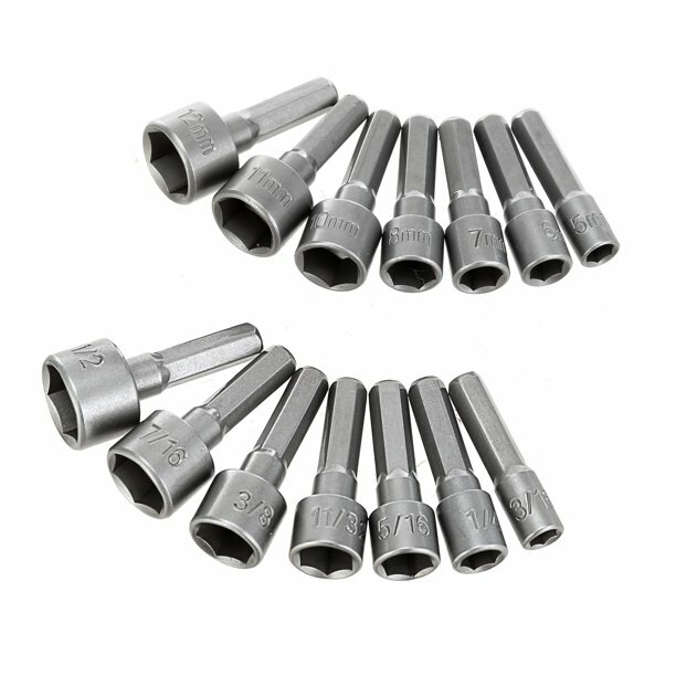 HYPER TOUGH 14-IN-1 Alloy Steel NUT DRIVER Bits SET Sae Metric 1/4-in HEX Shank