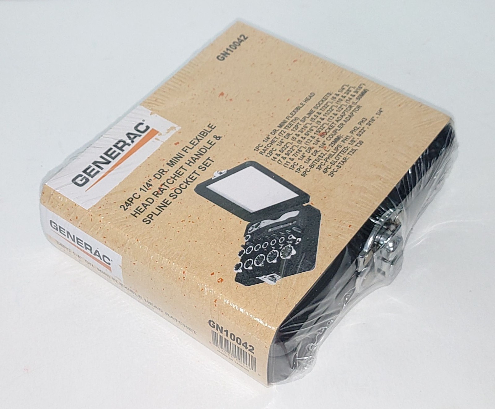 Generac 1/4″ Drive 24 Pc Mini Flexible Head Ratchet Handle & Spline Socket Set