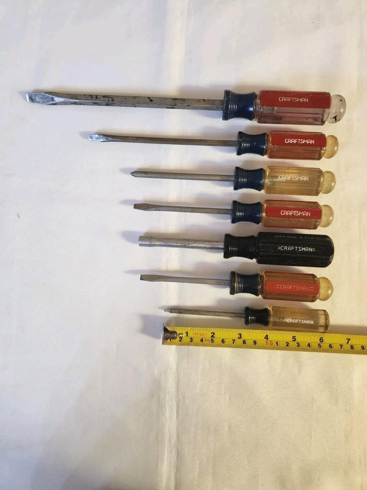 7pc Lot of Craftsman Clear & Red Handle Phillips Flathead Torx and Bit Drivers