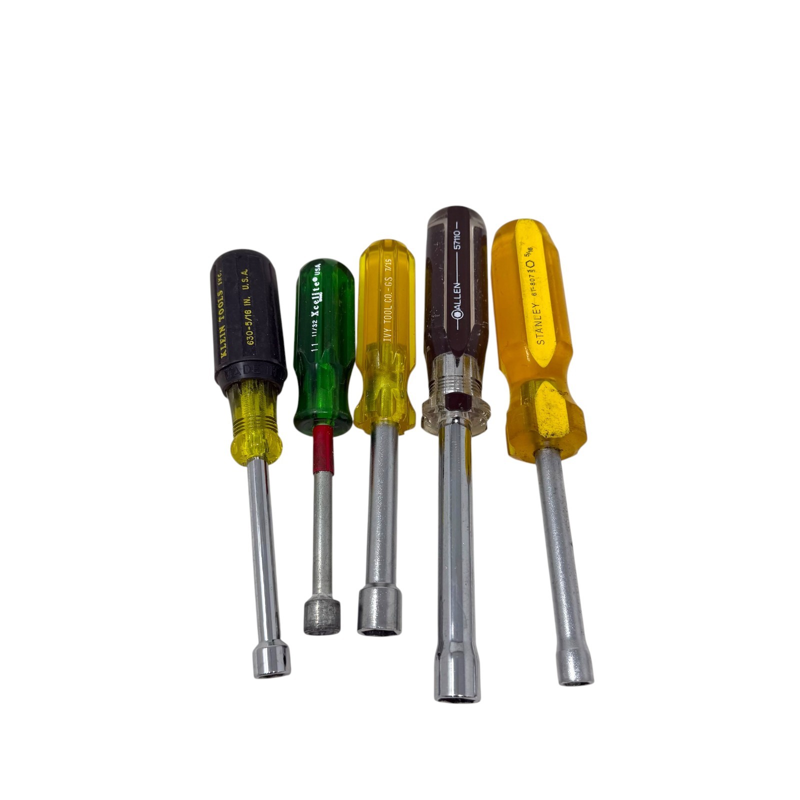 Klein 630-5/16, Allen 57110, Stanley, Ivy Nut Driver Hand Tool Lot, 5 Pcs
