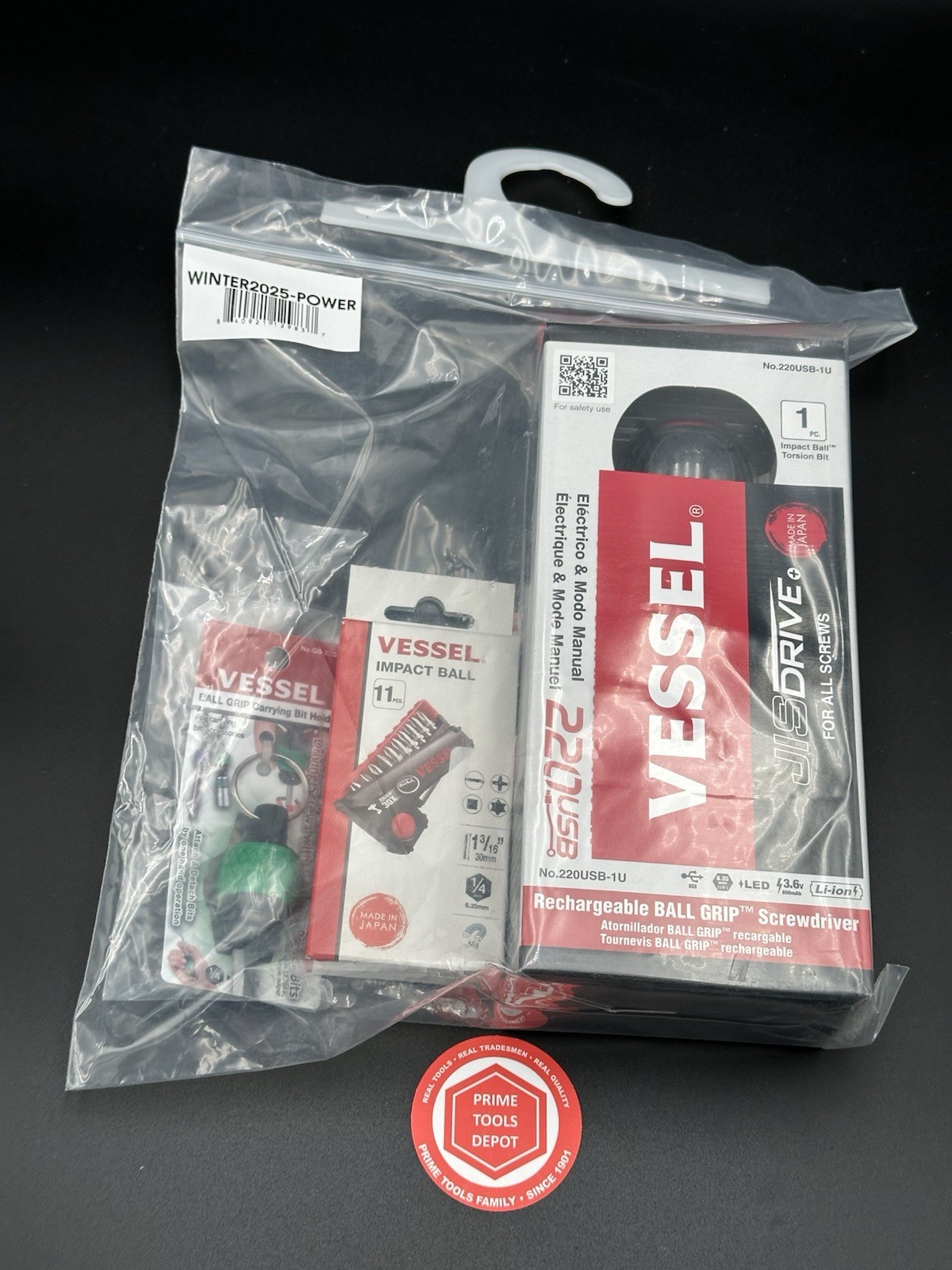 Vessel 220USB1U Power Promotion e-Assist USB Rechargeable Screwdriver 11Pc Bit