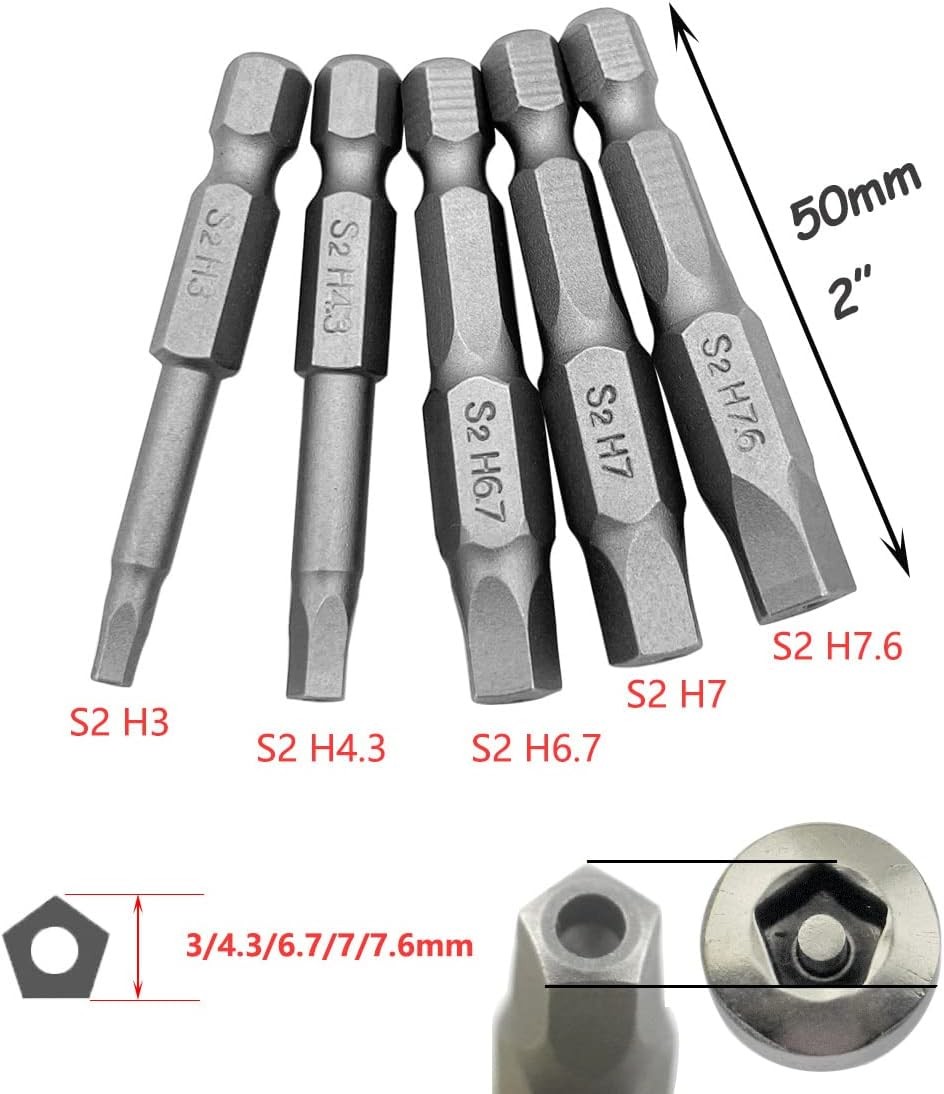 10 Pieces Magnetic Pentagon Head Screwdriver Bits Set 1/4 Inch Hex Shank Securit