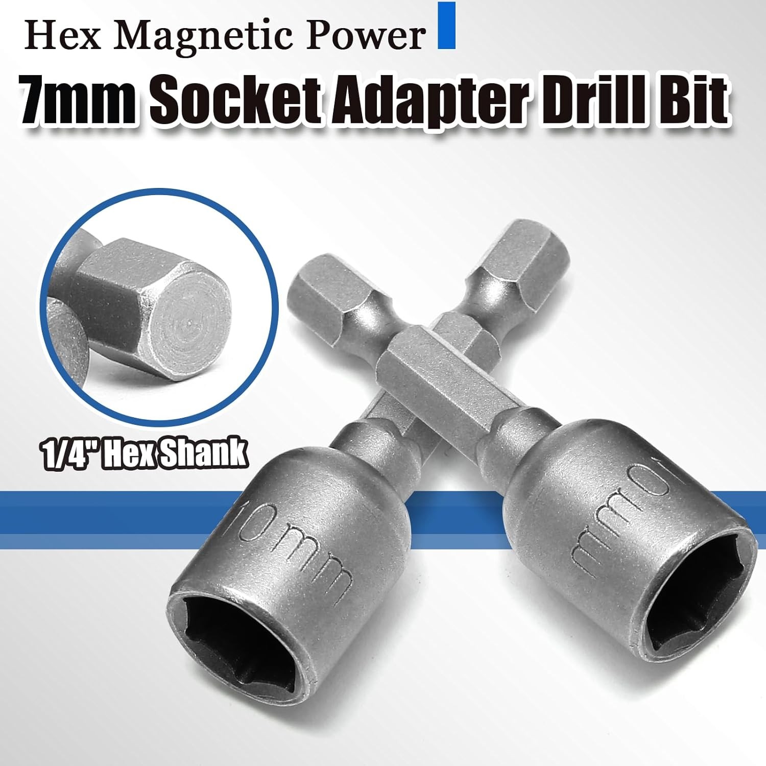 2 Pcs Hex Nut Driver Bits 10mm, 1/4″ Hex Shank Quick-Change Power Nut Driver for