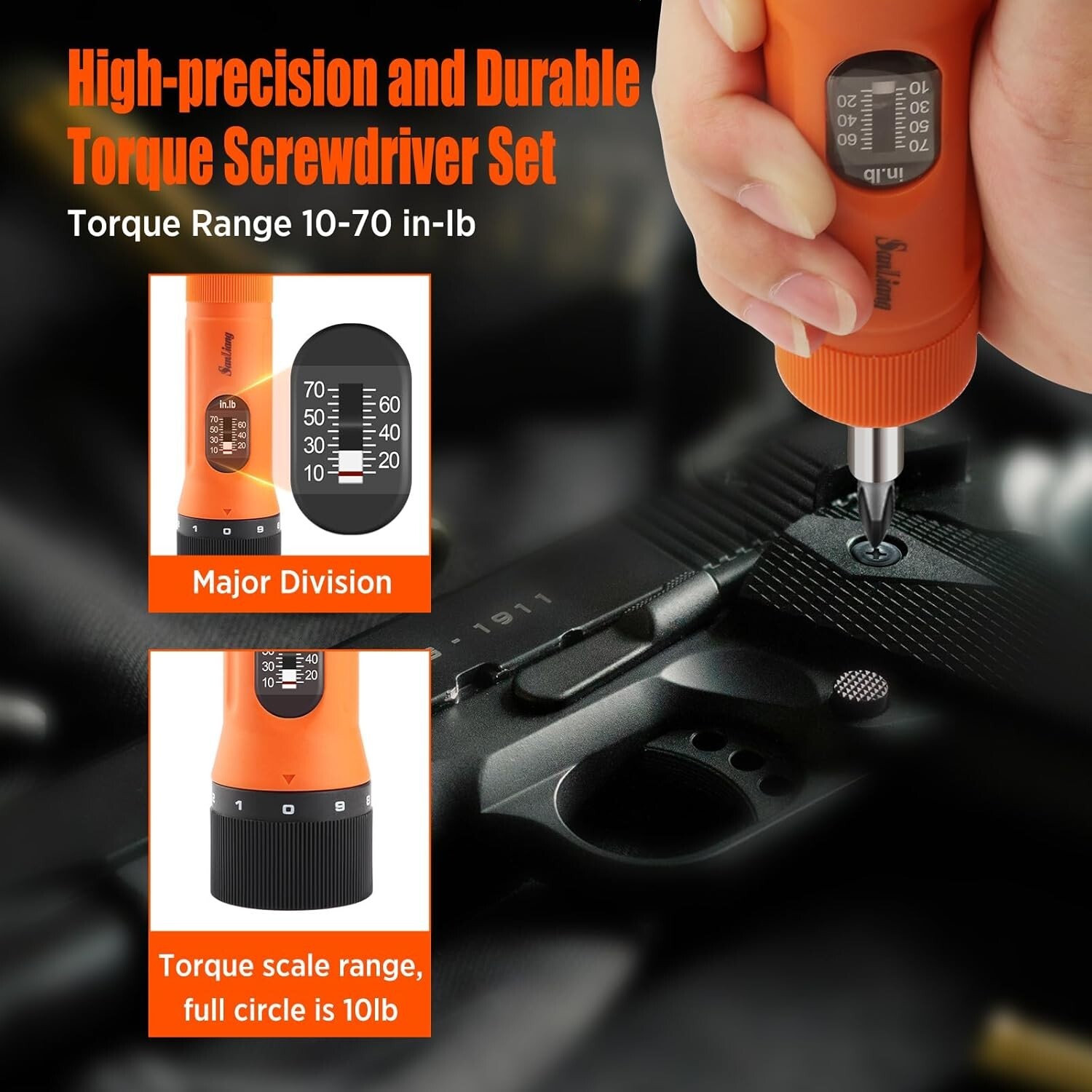 36P Torque Screwdriver Wrench Driver Set 10-70″ Lbs 29 S2 Bit 1/4″Socket Adapter