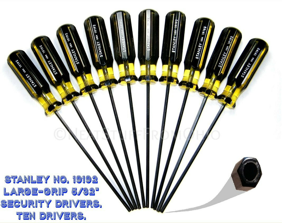 SECURITY DRIVER, TELEPHONE & SECURITY, 5/32″ HOLE-IN-PIN, STANLEY 19192, 10 PCS