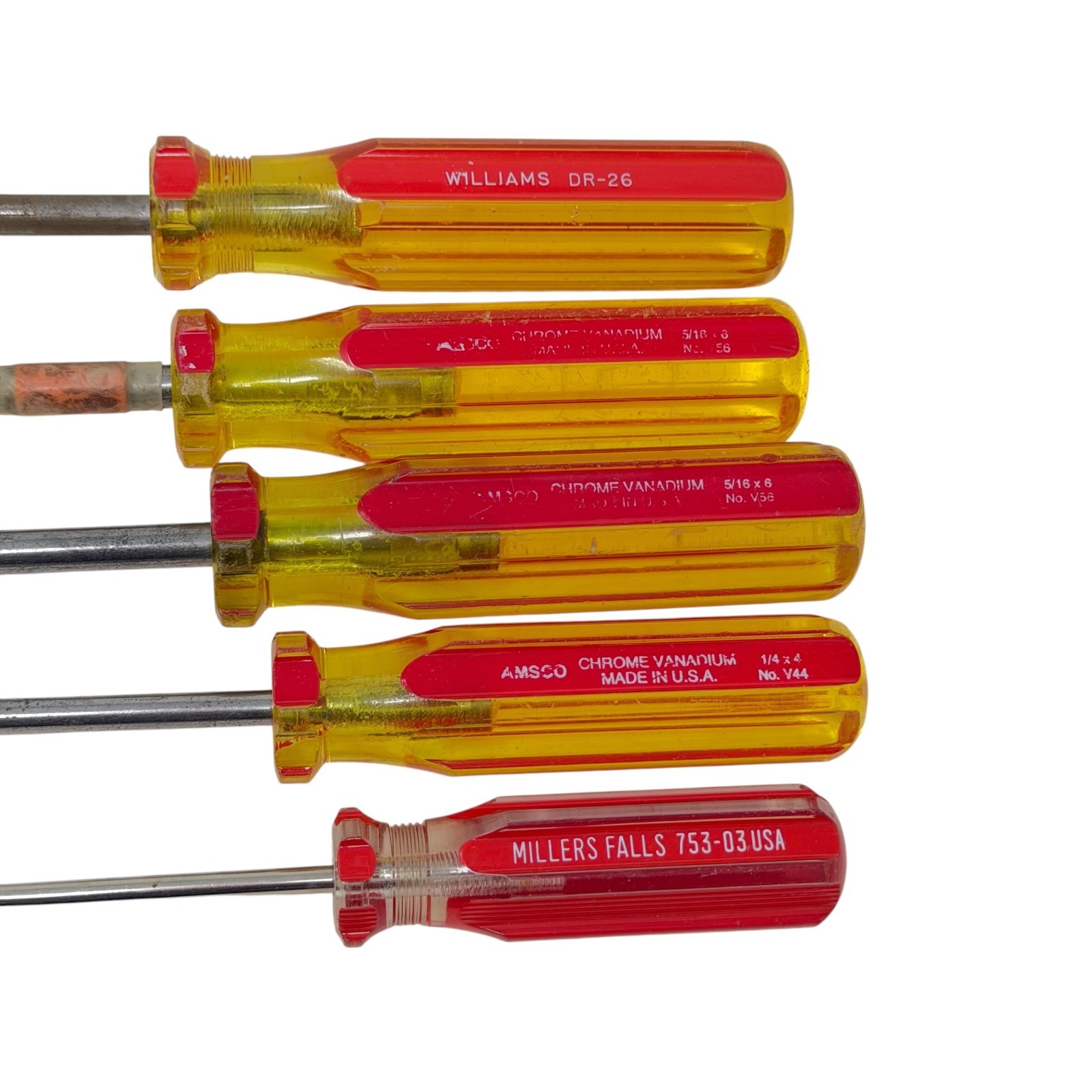 Williams, Millers Falls, Amscoand Assorted Mixed USA Screwdriver Set Rare, 5pc