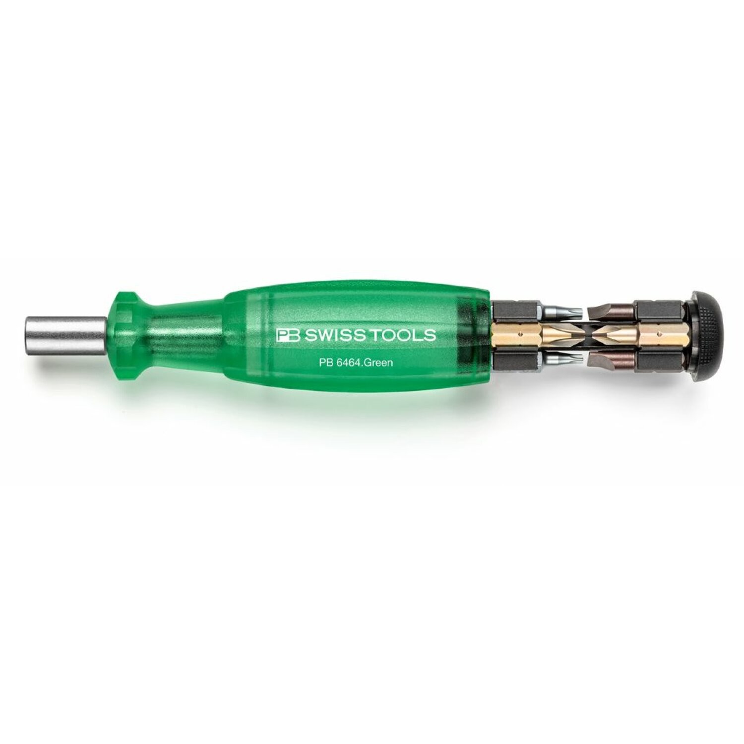 PB Swiss PB 6464.Green Bit Holding Screwdriver with Magazine, Sl, Ph, Tx, 9 Pcs