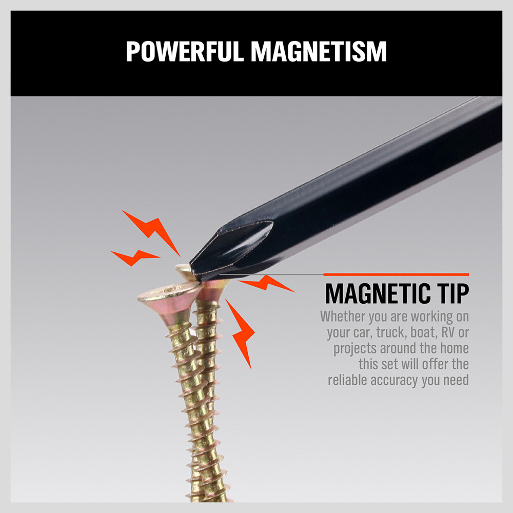 6 Pcs Magnetic Screwdriver Set Fastening Chiselling Loosening 3 Phillips 3 Flat