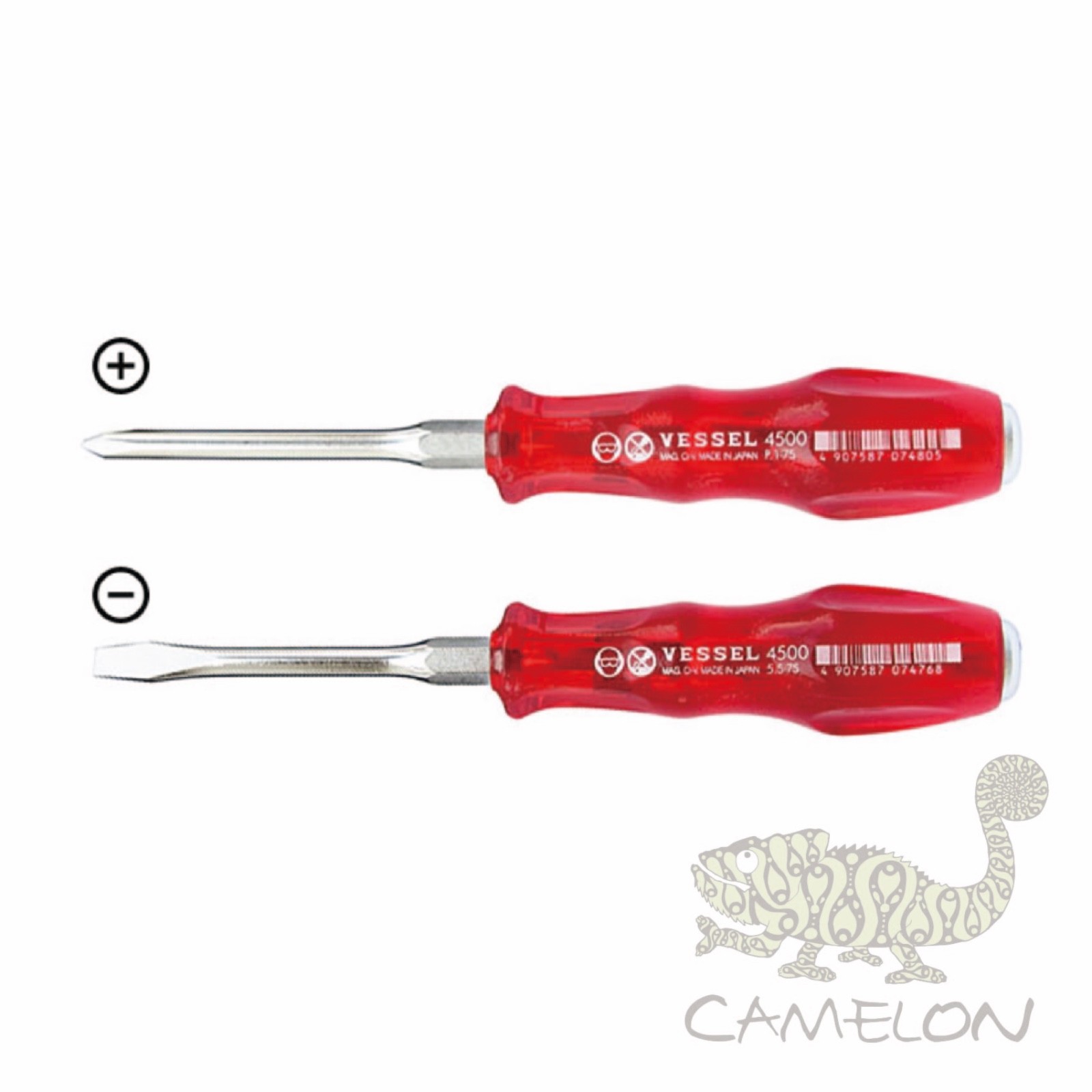 VESSEL Power Grip Screwdriver drivers -5.5,6,8,9,+1,2,3,4 75-200mm No.4500