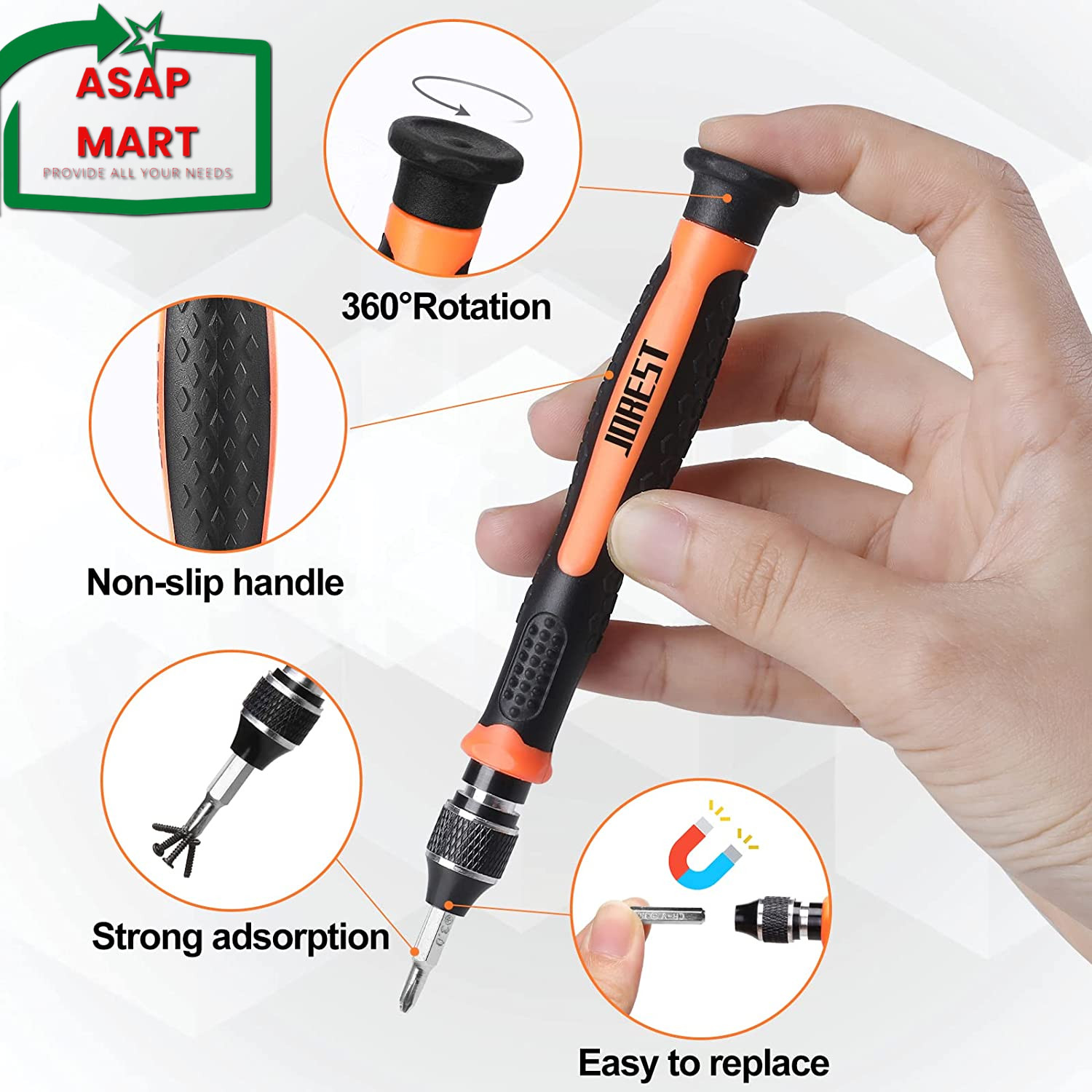 JOREST 24Pcs Small Precision Screwdriver Set with Torx T5 T6 T8 T9, Y00, Star P5