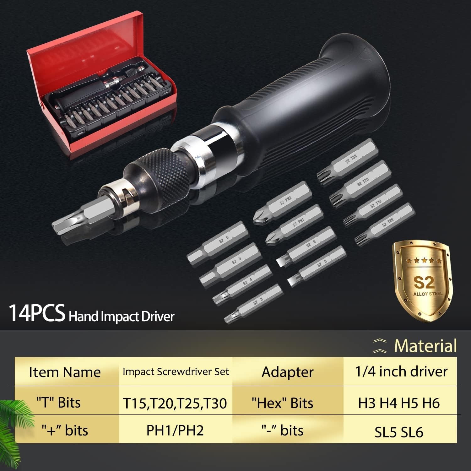 Hand Manual Reversible Impact Driver Set Extractor Impact Screwdriver S2 Stee…