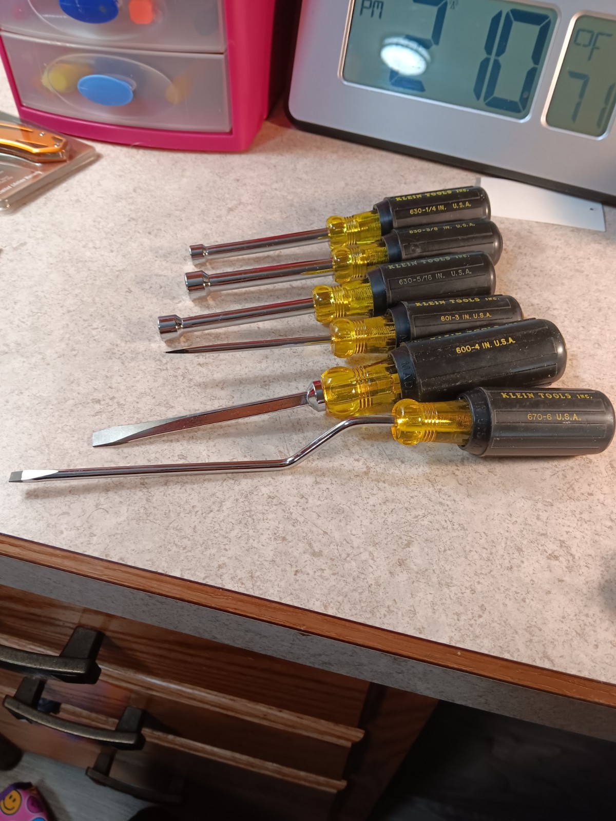 Klein 3 Screw Drivers 3 Nut Drivers 630 1/4 5/16 3/8 670-6 600-4 600-3 USA