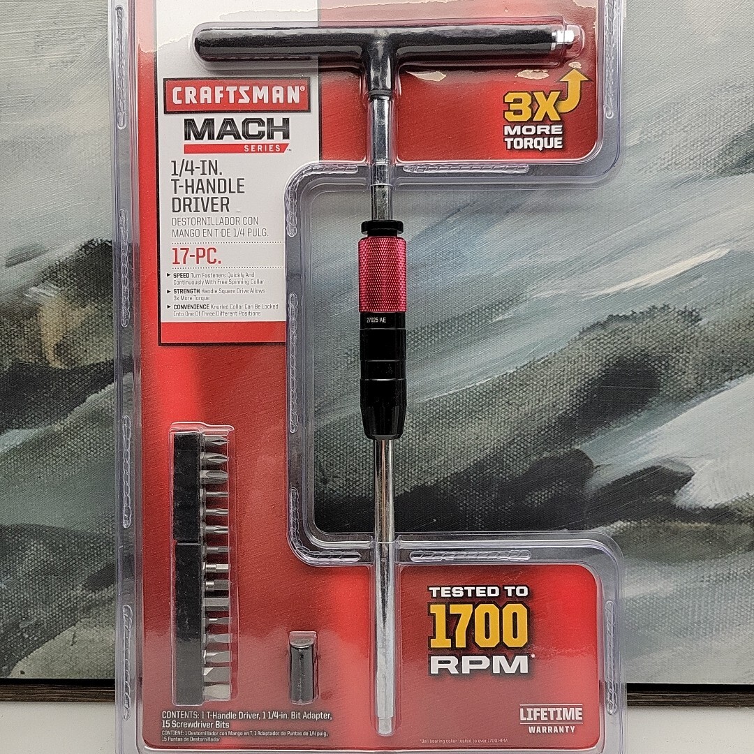 CRAFTSMAN MACH 948025 17 Pieces 1/4″ T-Handle Driver and Bit Set