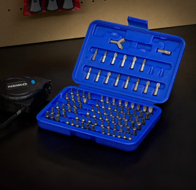 Juego 100 Piezas Puntas Seguridad Cr-V 1/4” Multi Tipo Torx Hex Pozi Alta Resis