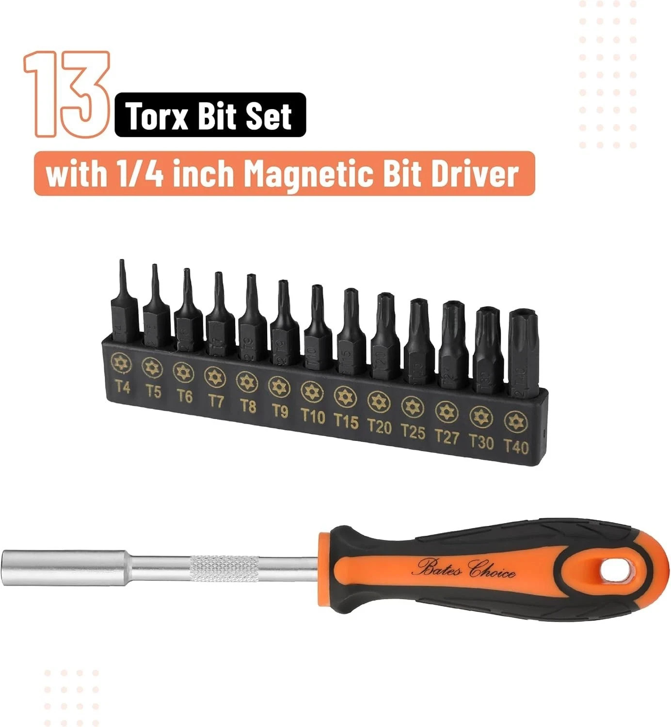 14pc Torx Bit Set Tamper Proof Security Torq T4/T5/T6/T7/T8/T9- T40 Screwdriver*